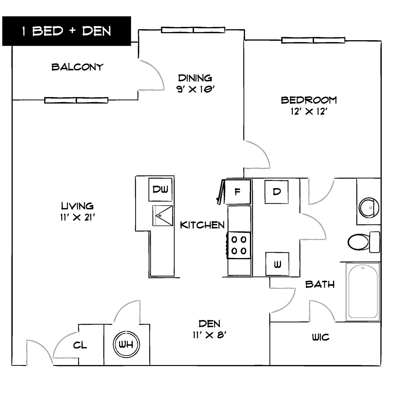 Design 1D with Den floor plan