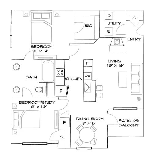 Lakeview at Gateway Park - Denver, CO - Furnished Diagram