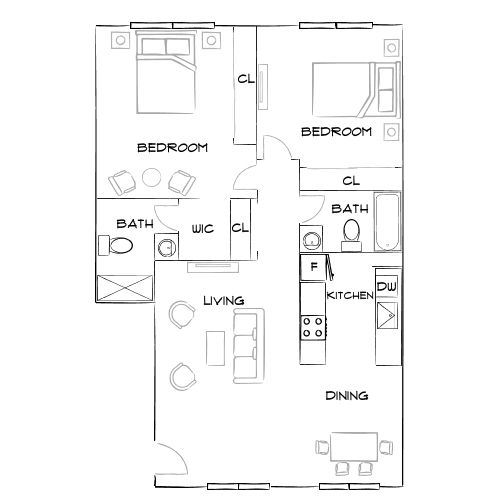 Palms Apartments - San Diego, CA - Furnished Diagram
