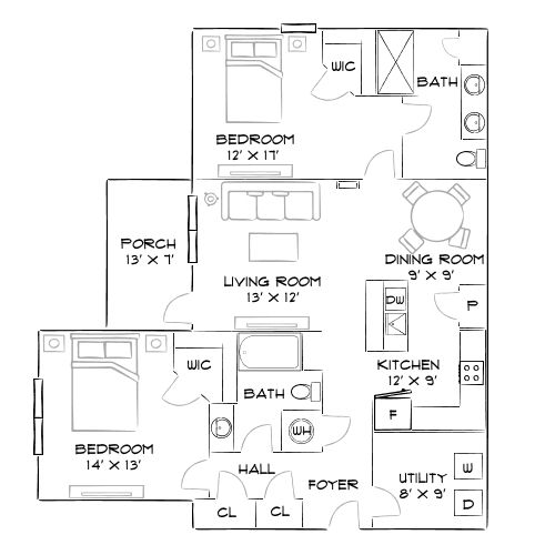 Villages at Raleigh Beach - Raleigh, NC - Furnished Diagram