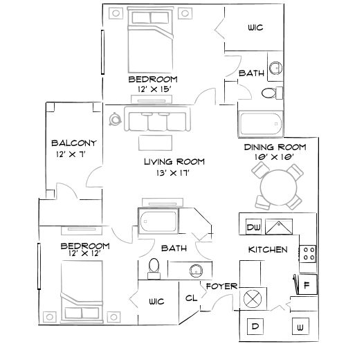 Preston Reserve Apartments - Cary, NC - Furnished Diagram