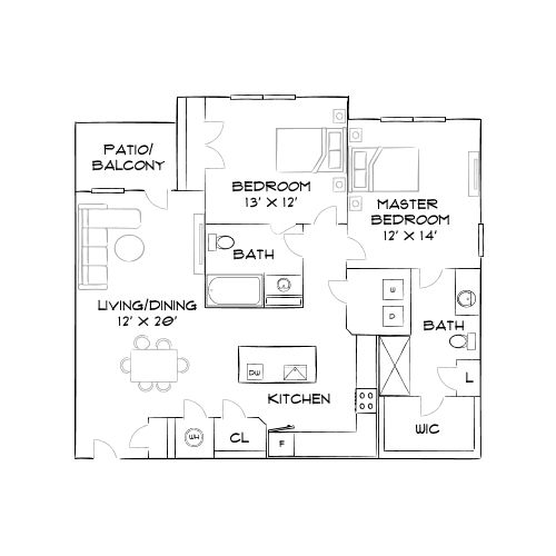 Design 2B floor plan