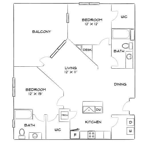 Design 2B floor plan