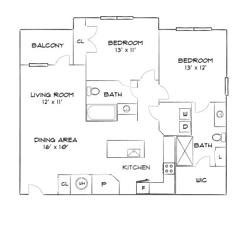 Design 2B floor plan