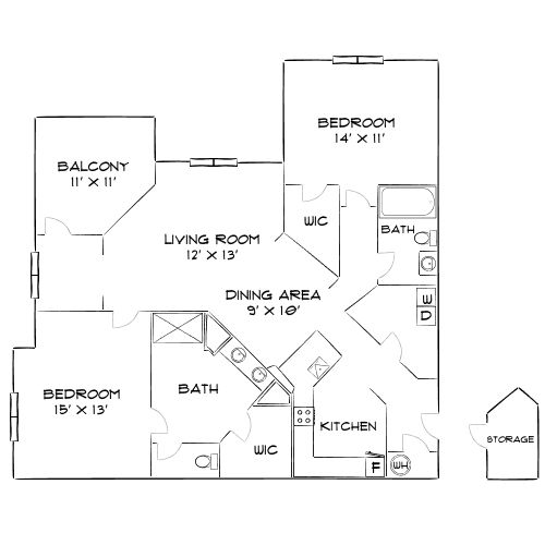 Design 2B floor plan