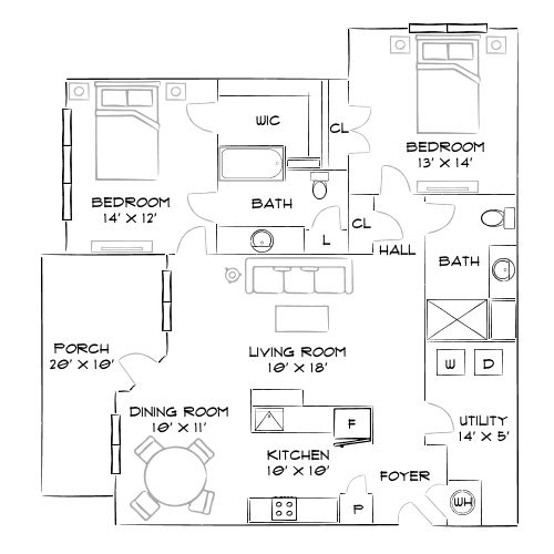 Villages at Raleigh Beach - Raleigh, NC - Furnished Diagram