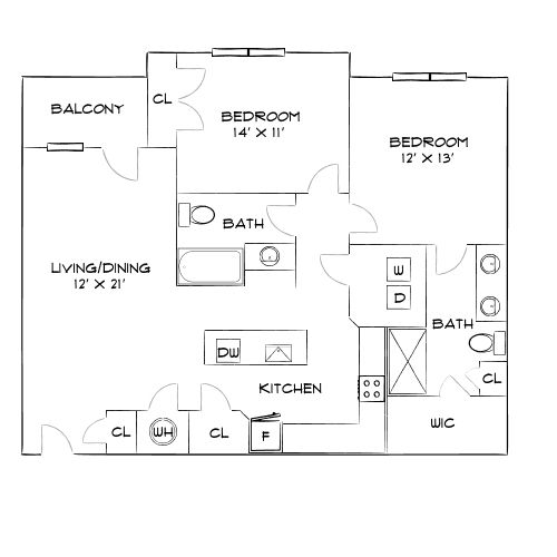 Design 2B floor plan
