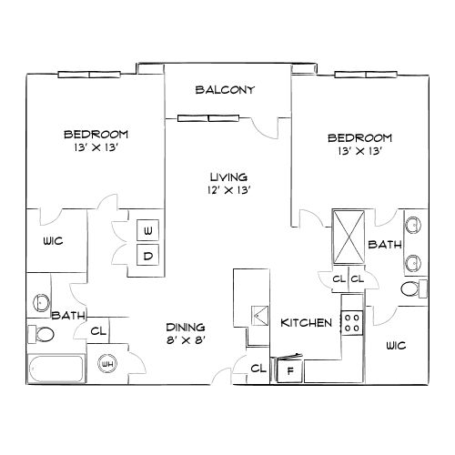 Design 2B floor plan