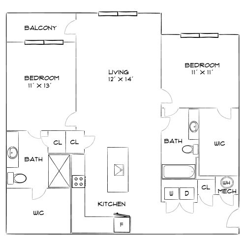 Design 2B floor plan