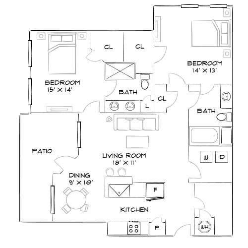 Crestview at Apex Apartments - Apex, NC - Furnished Diagram