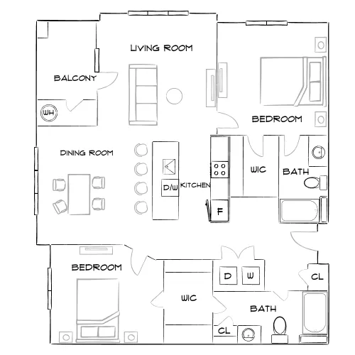 Wesley Village - Charlotte, NC - Furnished Diagram