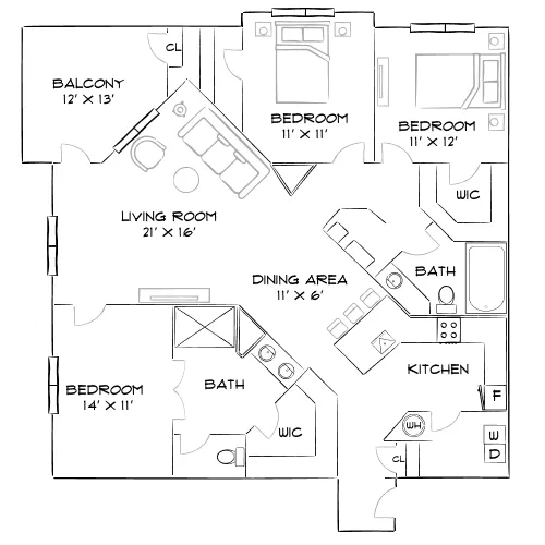 Timucuan Lakeside - Jacksonville, FL - Furnished Diagram