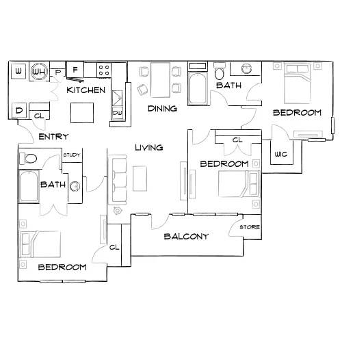 Verdant Peachtree Creek - Atlanta, GA - Furnished Diagram