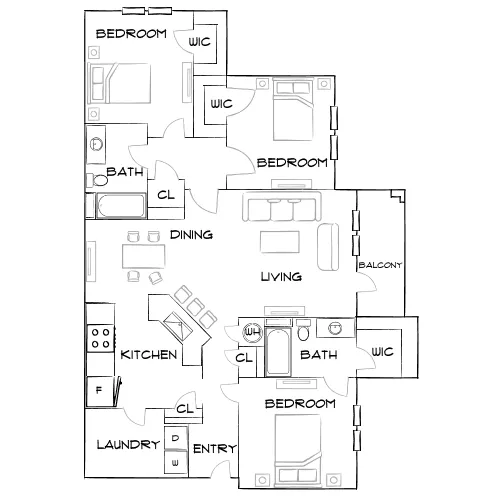 The Willows Ashley Park - Newnan, GA - Furnished Diagram