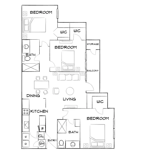 Retreat at Sweetwater - Lawrenceville, GA - Furnished Diagram