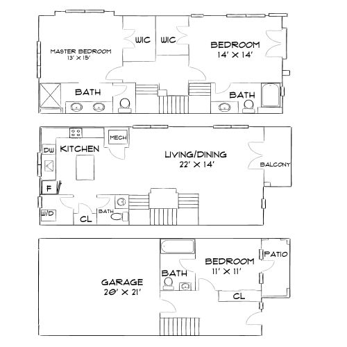 Design 3A35 Townhome floor plan