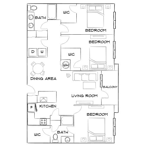 Adara Alexander Place - Raleigh, NC - Furnished Diagram