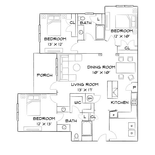 Villages at Raleigh Beach - Raleigh, NC - Furnished Diagram