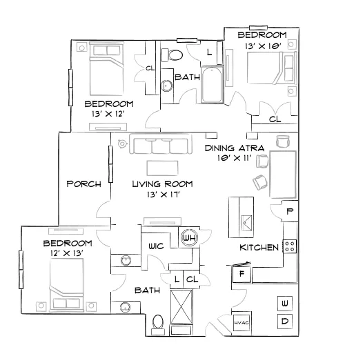 Villages at McCullers Walk - Raleigh, NC - Furnished Diagram
