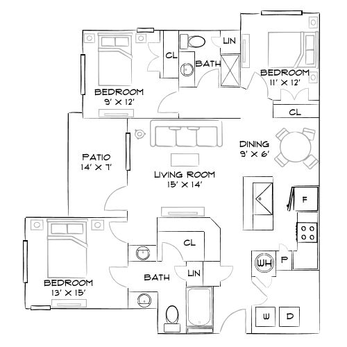 Crestview at Apex Apartments - Apex, NC - Furnished Diagram