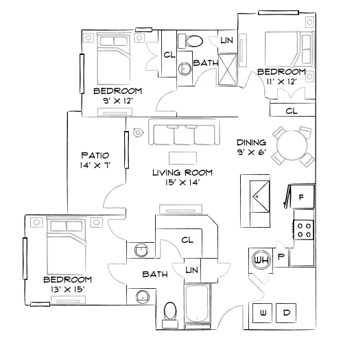 Crestview at Apex Apartments - Apex, NC - Furnished Diagram