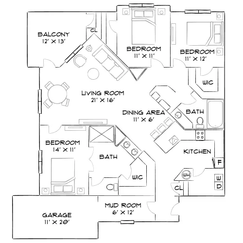 Timucuan Lakeside - Jacksonville, FL - Furnished Diagram