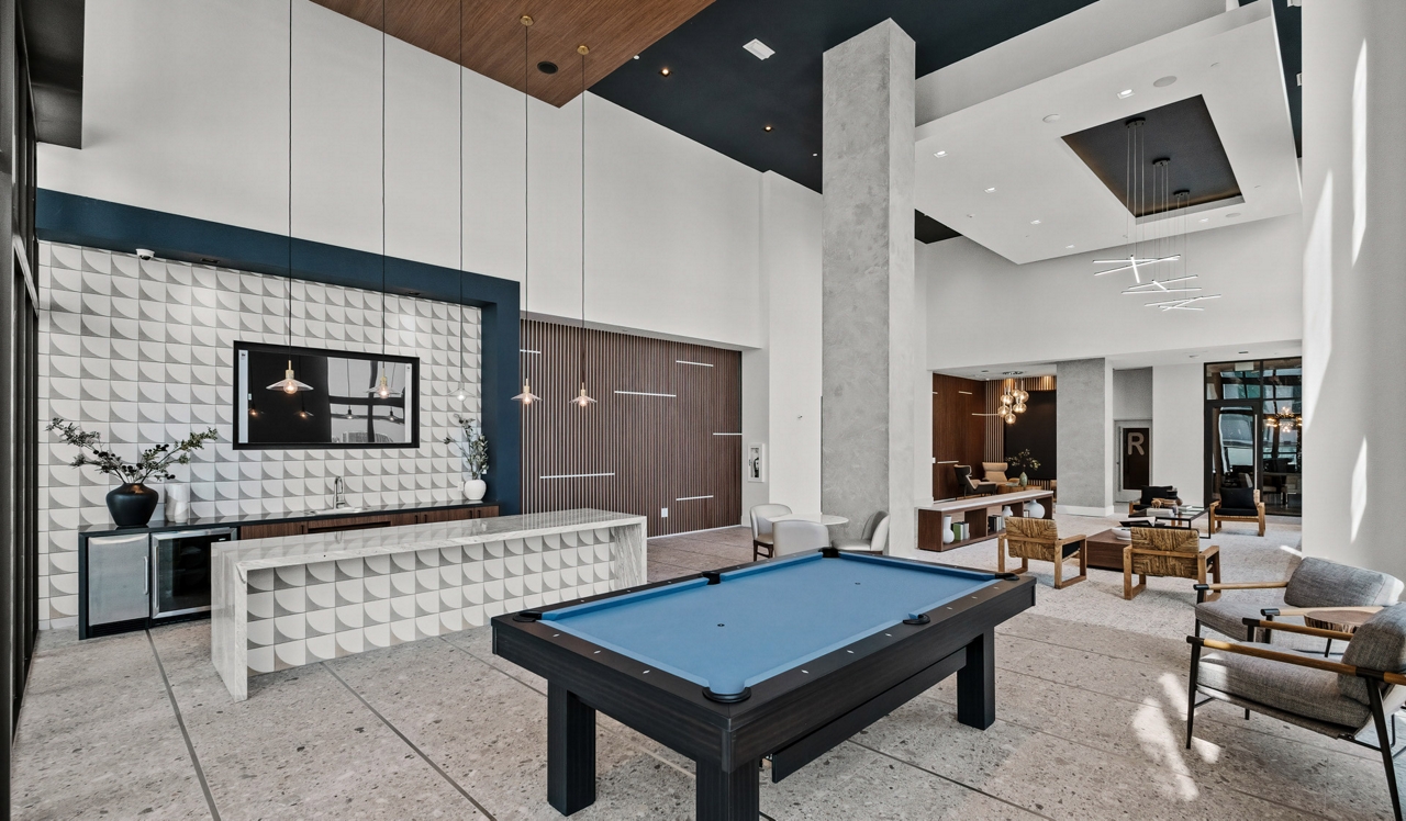 The District at Flagler Village - Miami, FL - Clubhouse space featuring billiards table