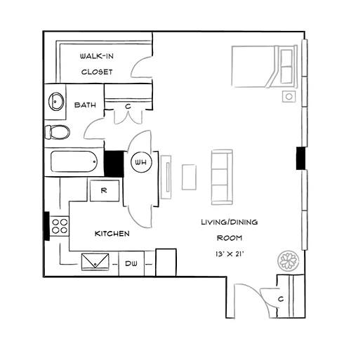 Capital Crescent Trail Residences - Bethesda, MD - Linden Floor Plan Diagram
