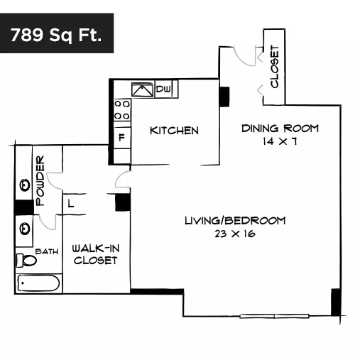 Willard Towers - Chevy Chase, MD - Design EB Floor Plan Diagram