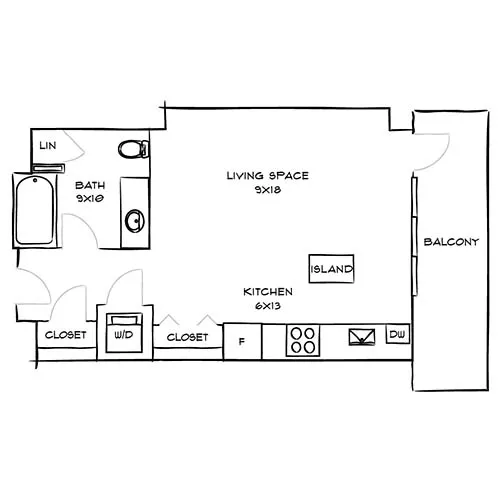Indigo Apartment Homes - Redwood City - Baltic floor plan diagram