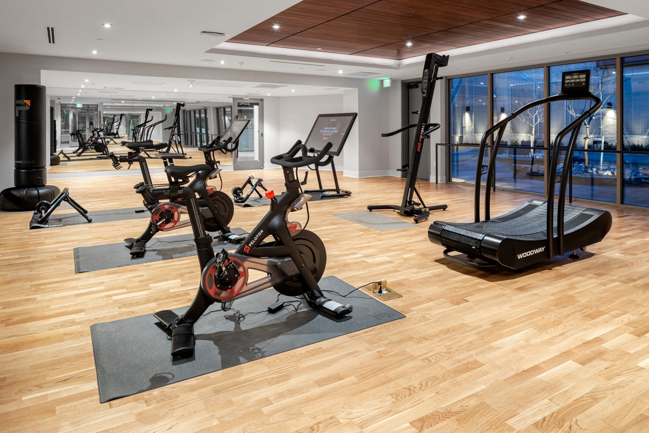 Parc Mosaic - Boulder, CO - spin studio.With the latest cardio machines, Peloton bikes, a yoga studio and plenty of free weights, there’s something for every fitness level at Parc Mosaic.&nbsp;
