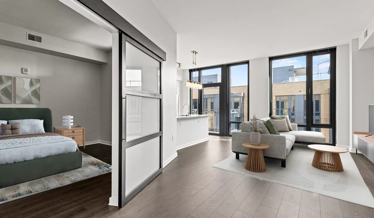Flats 8300 - Bethesda, MD - Living Room and Bedroom