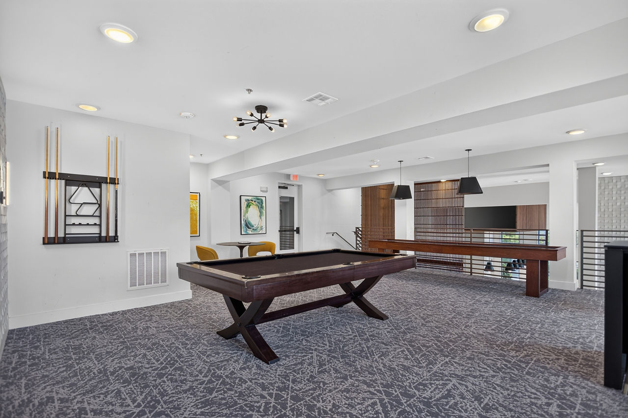 Game room at Alleia at Presidio