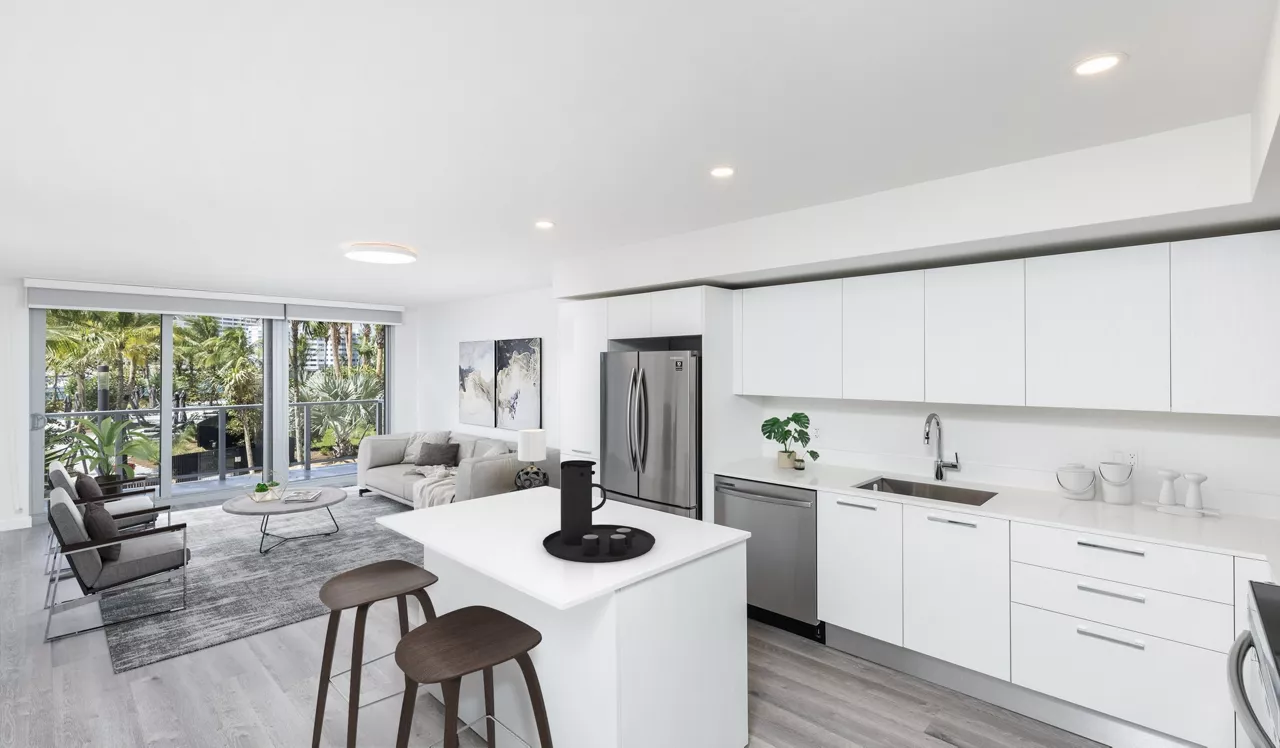 Flamingo Point - Miami, FL - The Horizon Interior Kitchen and Living Room