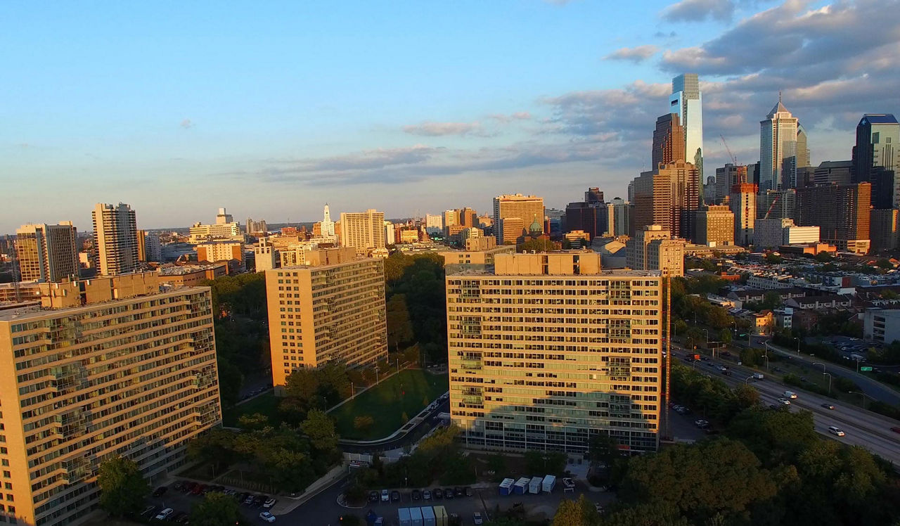 Drone view of property exterior