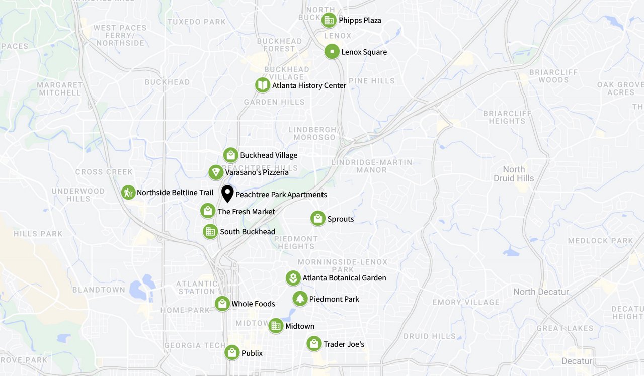 Center Map of Phipps Plaza - A Shopping Center In Atlanta, GA - A