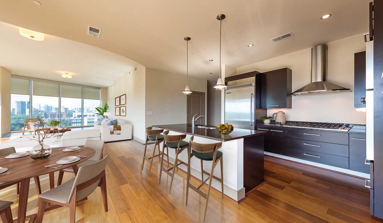Mezzo Apartments - Atlanta, GA - Interior Kitchen and Living Room
