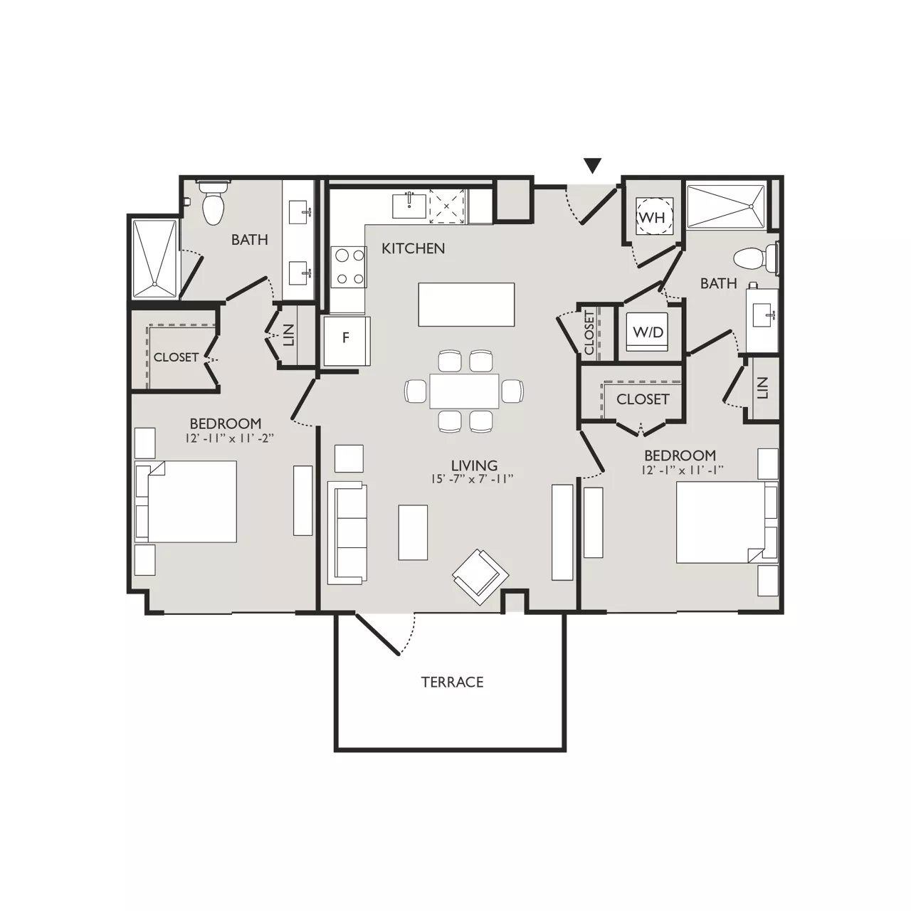 Upton Place - Washington DC - 2 Bedroom Floor plan diagram