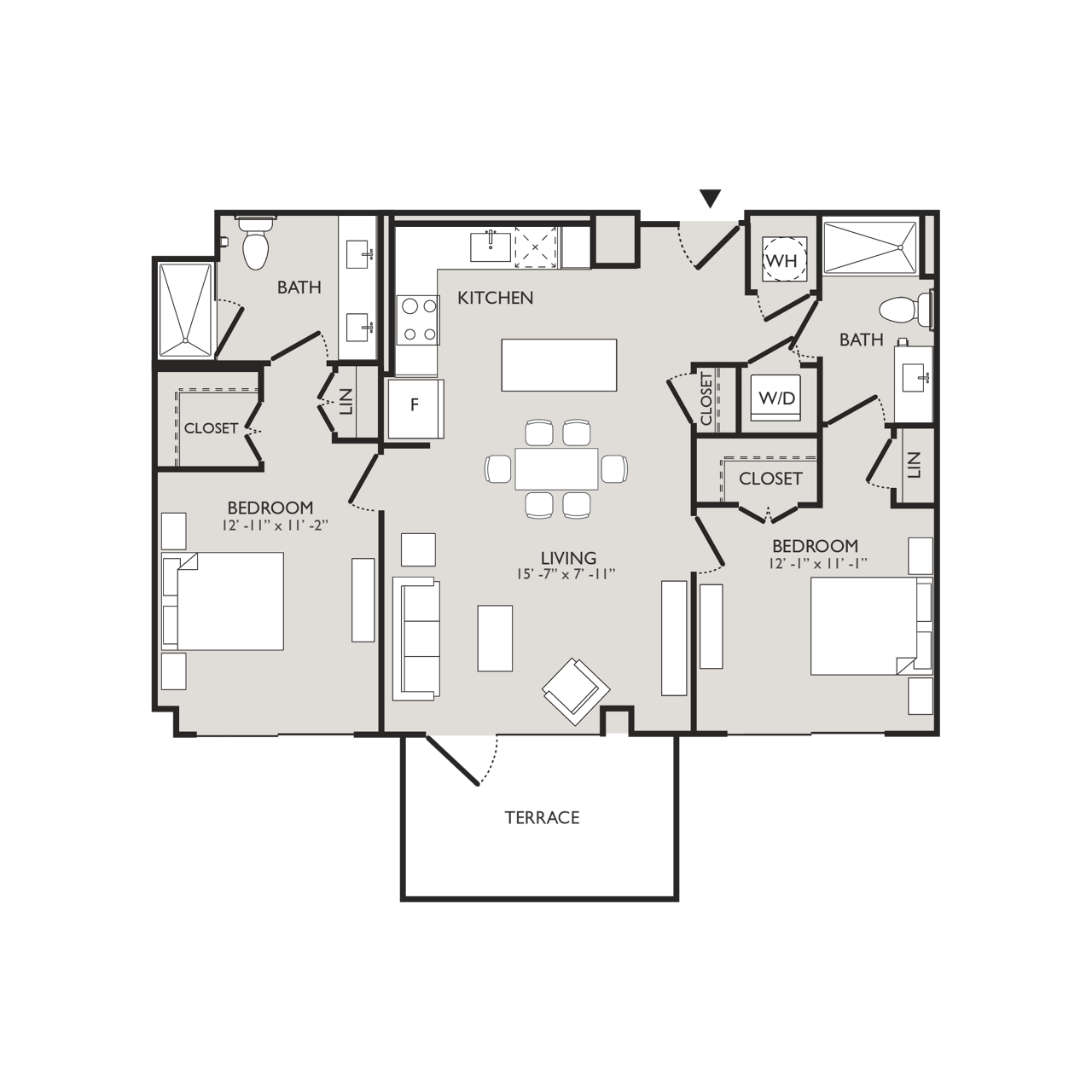 Upton Place - Washington DC - 2 Bedroom Floor plan diagram