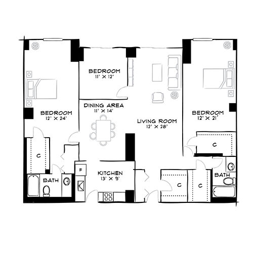 2D Diagram Furnished
