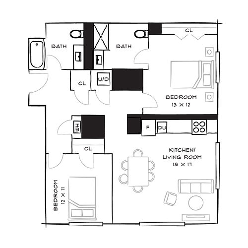 Prism - Kendall Square Apartments - Floor Plan Diagram