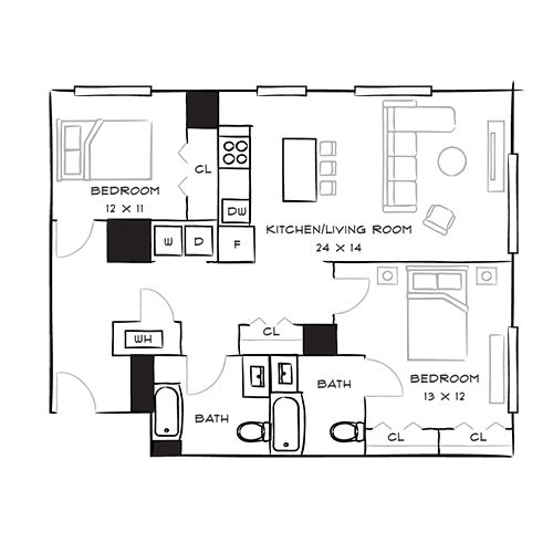 Prism - Kendall Square Apartments - Floor Plan Diagram