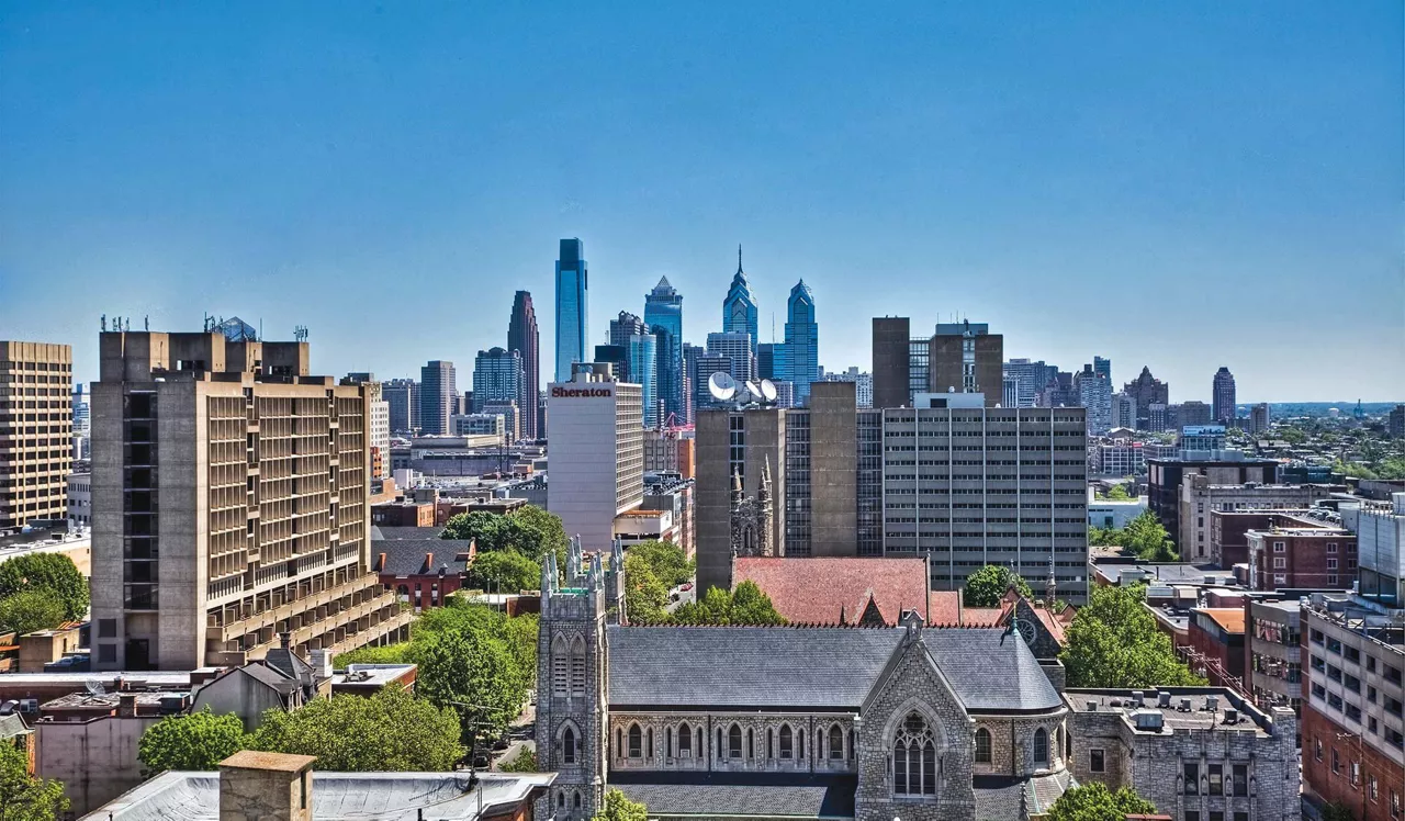 Chestnut Hall Apartments - view of downtown Philadelphia from balcony - Philadelphia, PA