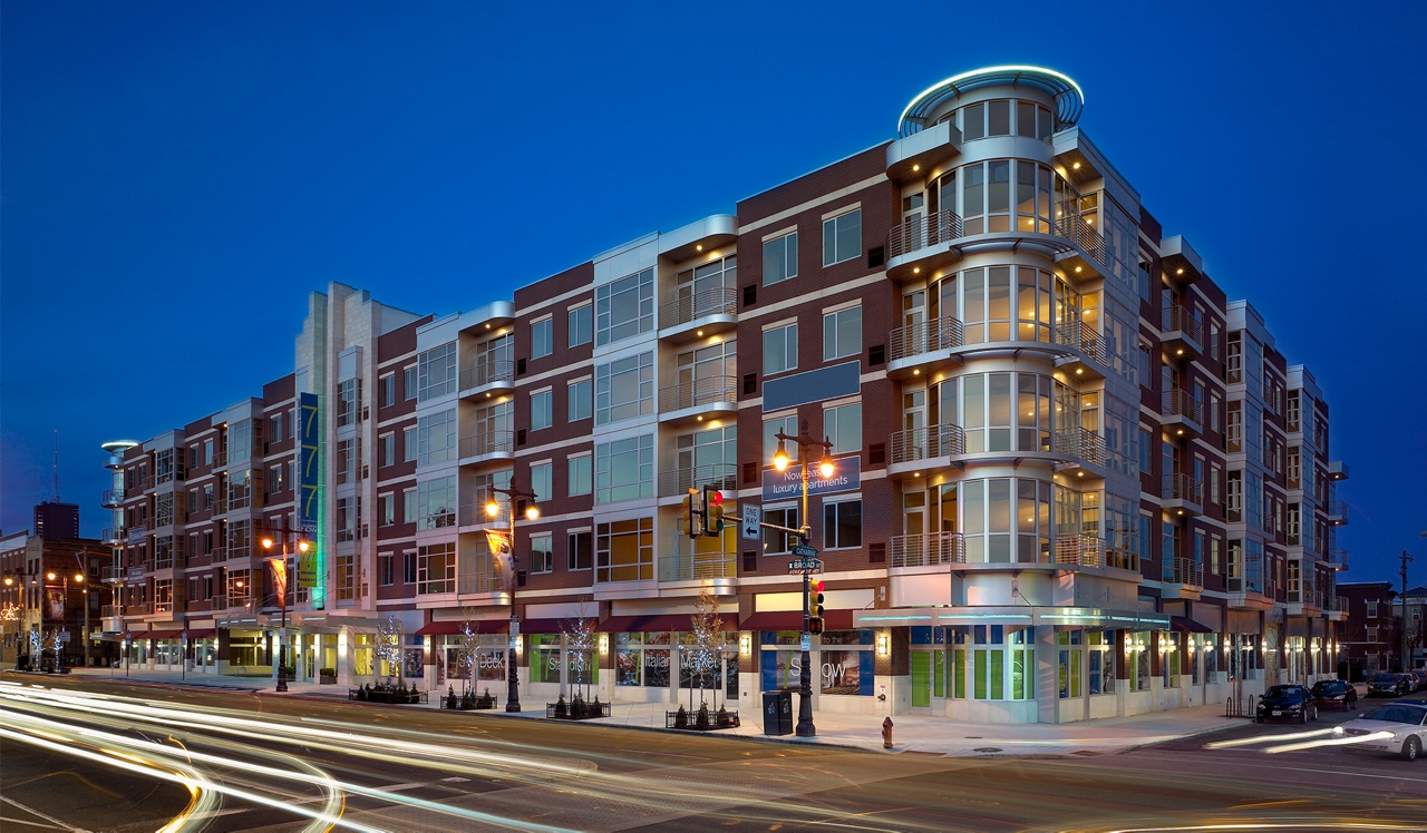 Southstar Lofts - Philadelphia, PA - Exterior night shot of sister community 777 South Broadway