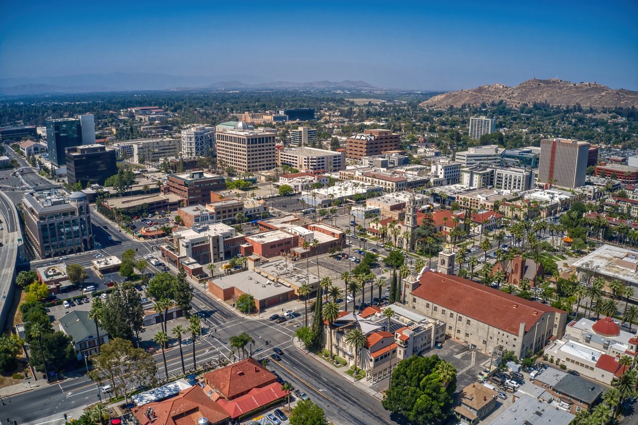 Aerial View of the Los Angeles Suburb of Riverside, California