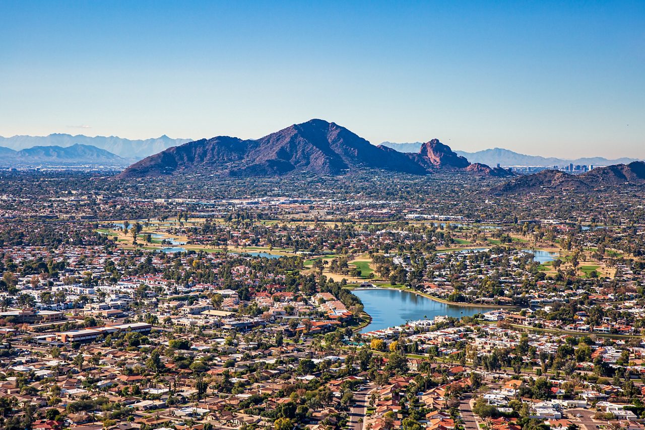 Aerial view of Scottsdale, AZ