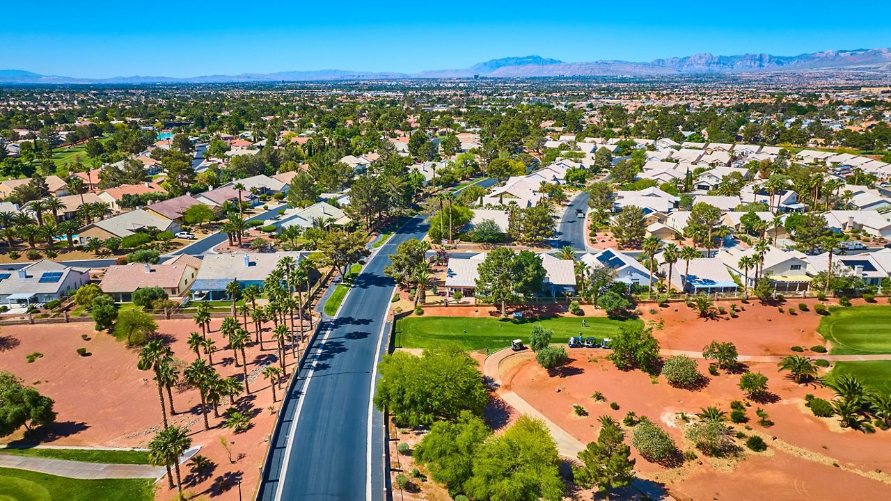 Aerial view of suburban Las Vegas
