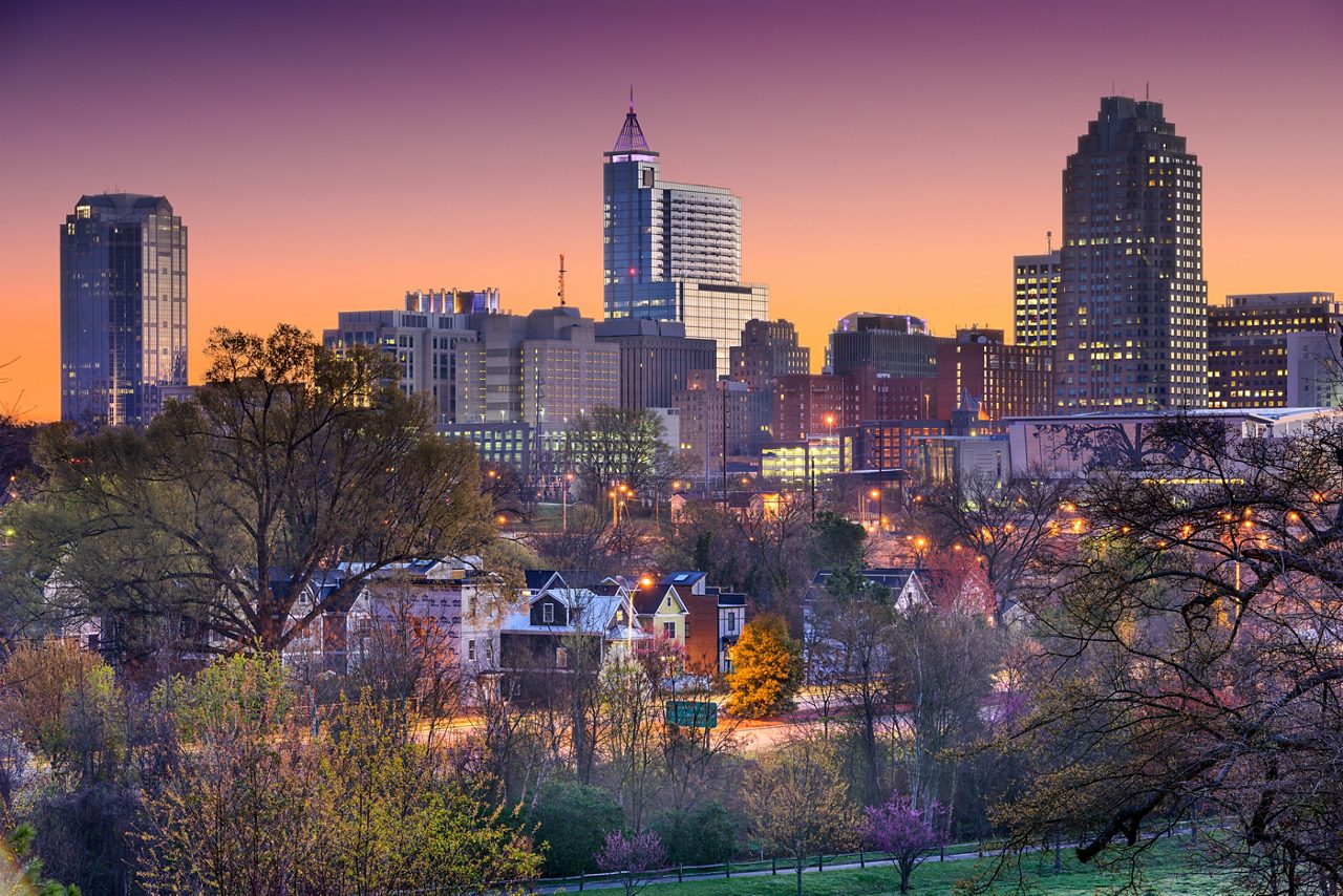 Raleigh, North Carolina, USA skyline.