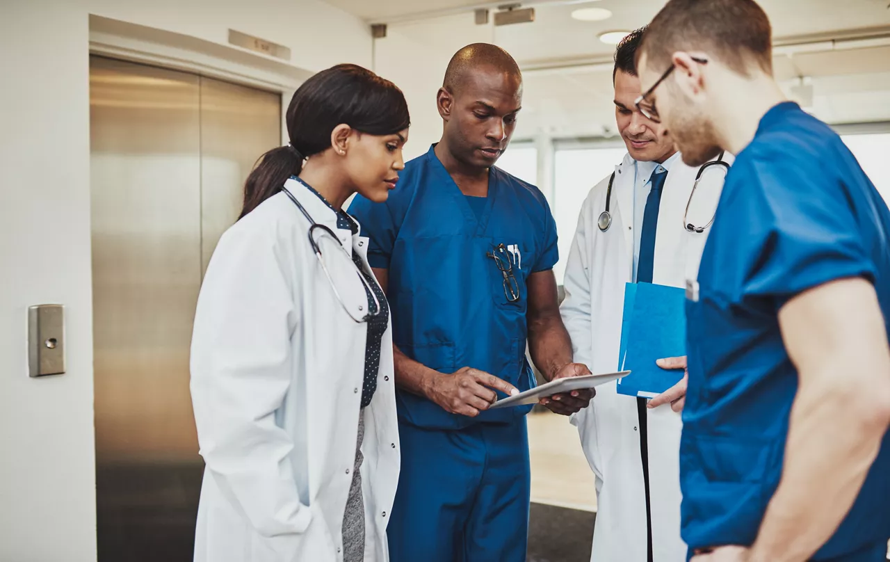 Workers in a hospital