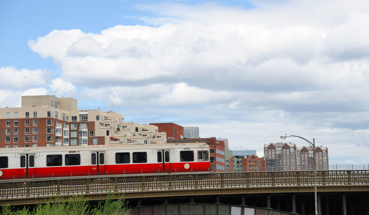 Royal Crest Estates - North Andover, MA - T train on bridge over Charles River